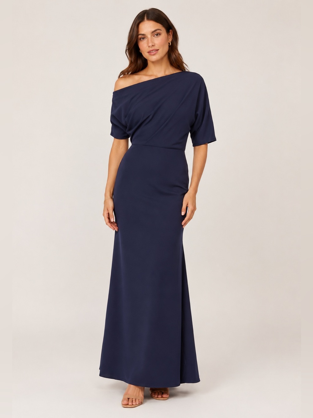 🎉LAST PIECE🎉BETSY & ADAM
Made In Usa One Shoulder Three-Quarter Sleeve Gown